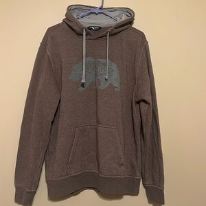 Men’s North Face hoodie bear Size L color is purple ish or light burgundy
